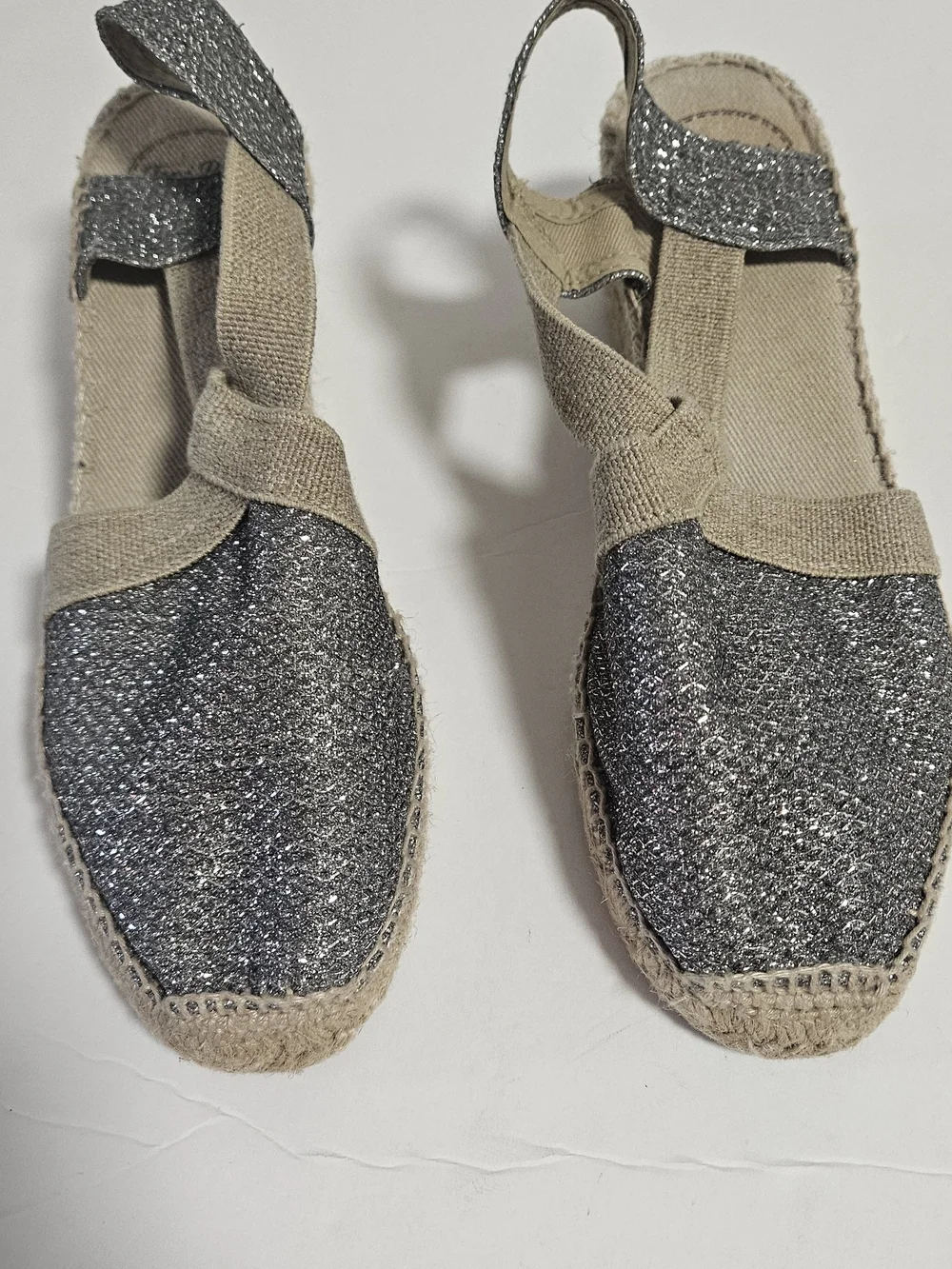 Toni PONS Glitter Espadrille Slingback Flats - Silver